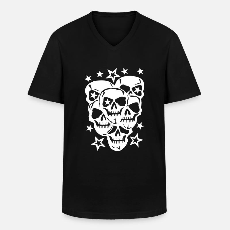 Totenköpfe, Sterne, Skull - Männer-T-Shirt mit V-Ausschnitt - Schwarz