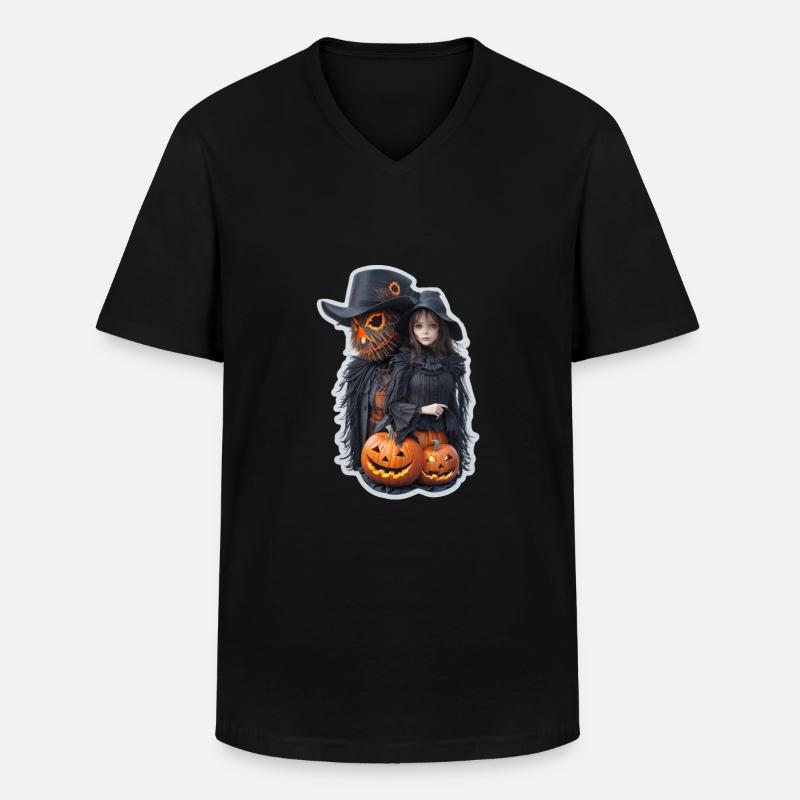 Halloween Vogelscheuche - Männer-T-Shirt mit V-Ausschnitt - Schwarz