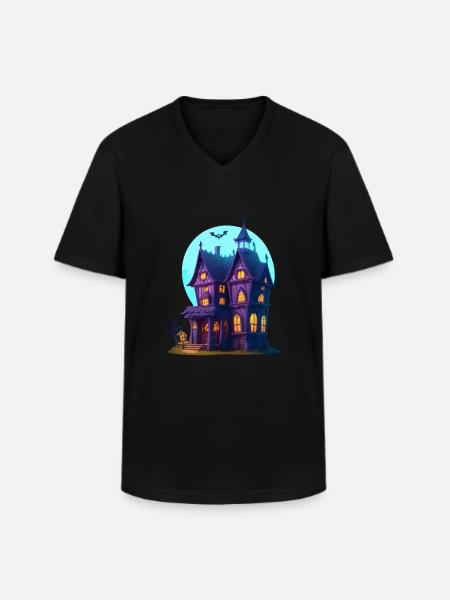 Spooky Villa Halloween - Men's V-Neck T-Shirt - black