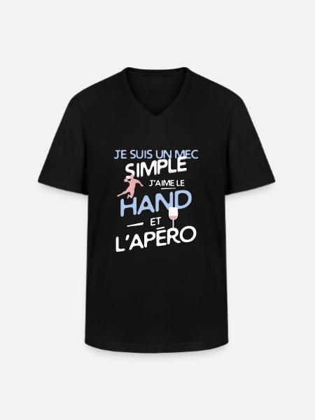 Handball - un mec simple - T-shirt col V Homme - noir