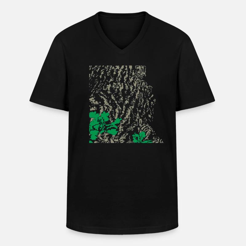 Eiche Eichenbaum Rinde - Männer-T-Shirt mit V-Ausschnitt - Schwarz