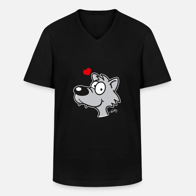 Ich liebe Wölfe - Männer-T-Shirt mit V-Ausschnitt - Schwarz