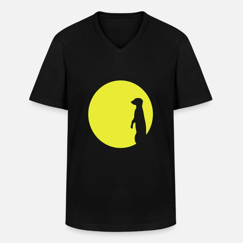 erdmaennchen mond - Männer-T-Shirt mit V-Ausschnitt - Schwarz