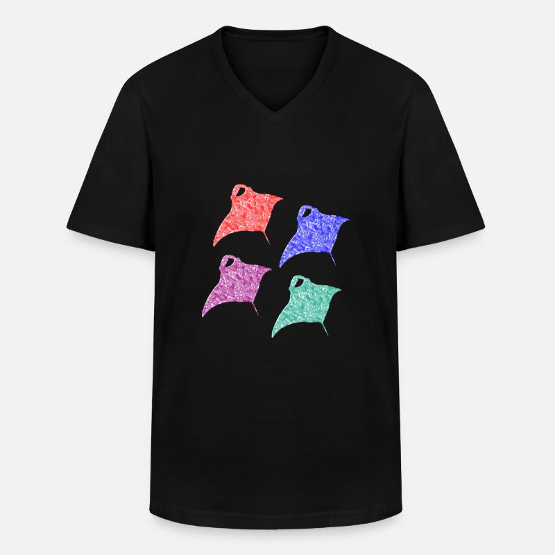 Rochen Manta - Männer-T-Shirt mit V-Ausschnitt - Schwarz