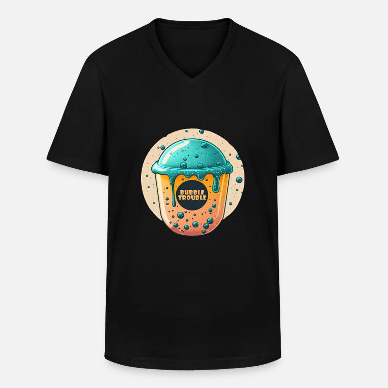 Bubble Trouble Bubble Tea - Männer-T-Shirt mit V-Ausschnitt - Schwarz