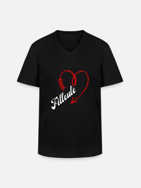 filleule cœur - T-shirt col V Homme - noir