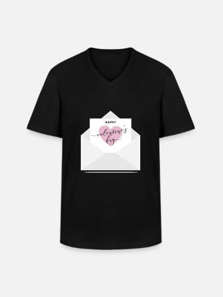 About happy valentine - Men's V-Neck T-Shirt - black
