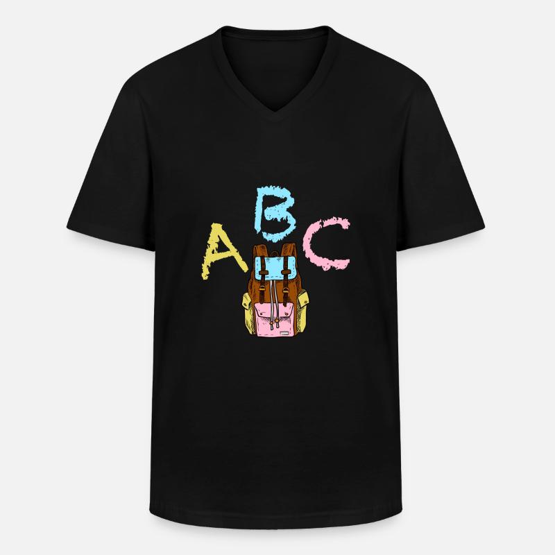 ABC mit Rucksack - Männer-T-Shirt mit V-Ausschnitt - Schwarz