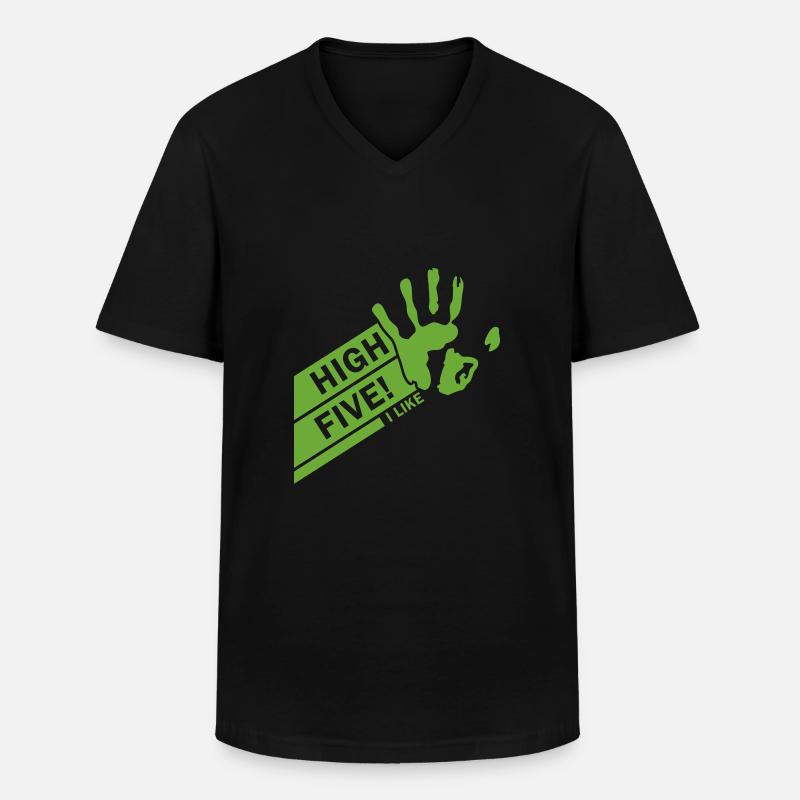 High Five einfarbig - Männer-T-Shirt mit V-Ausschnitt - Schwarz