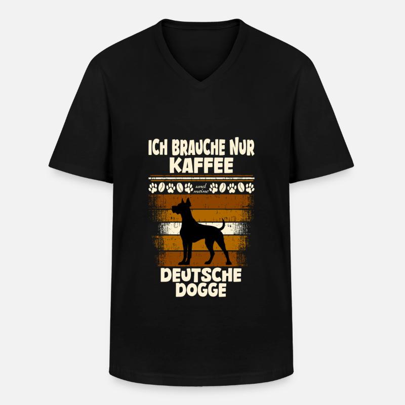 Deutsche Dogge Kaffee - Männer-T-Shirt mit V-Ausschnitt - Schwarz