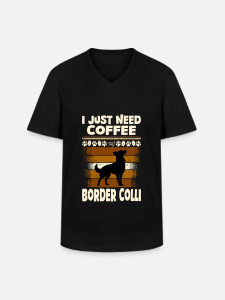Café Border colli - T-shirt col V Homme - noir