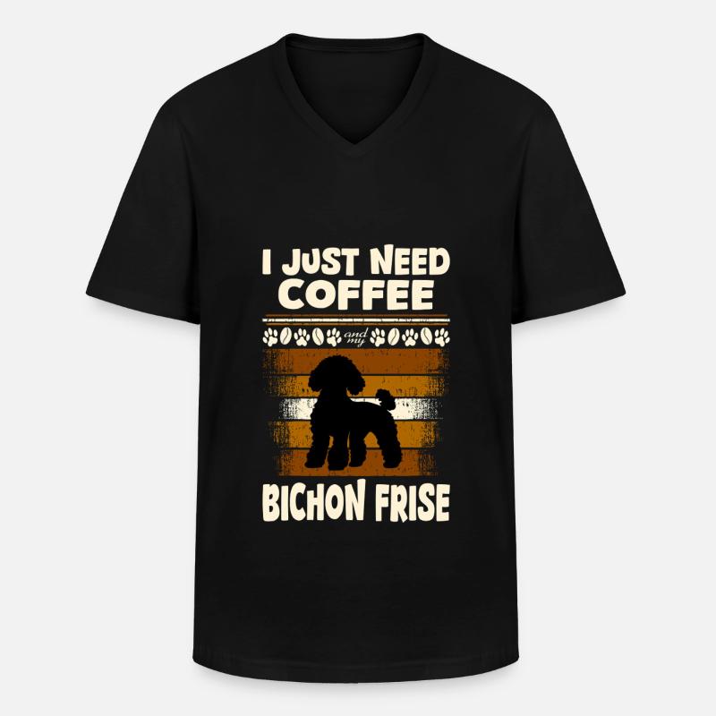 Bichon Frise - Männer-T-Shirt mit V-Ausschnitt - Schwarz