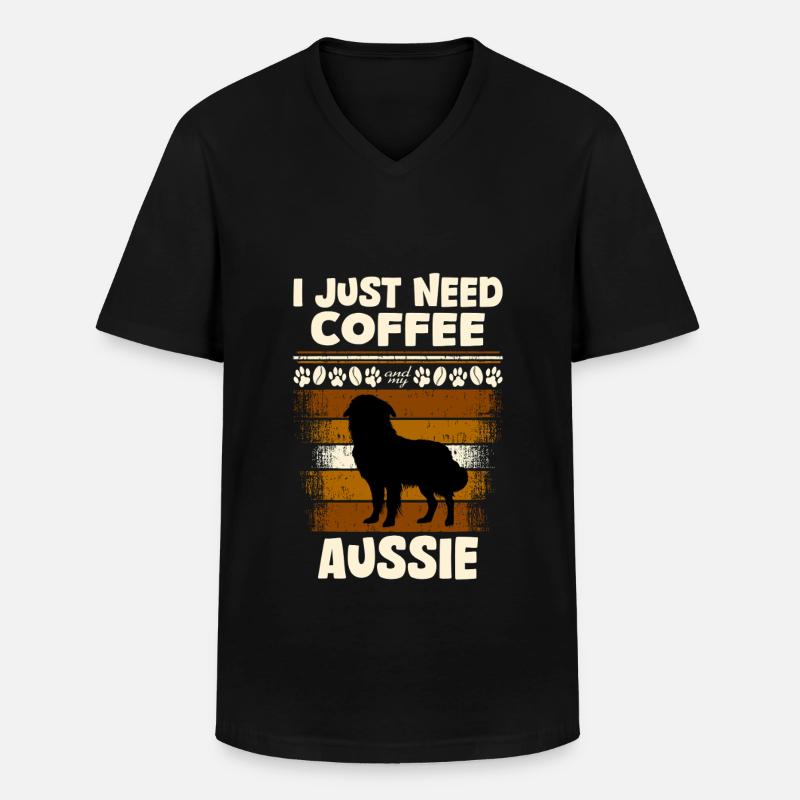 aussie sheperd coffee - Männer-T-Shirt mit V-Ausschnitt - Schwarz