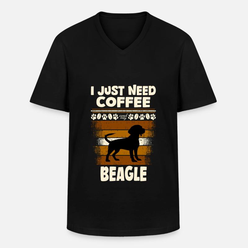 Beagle coffee - Männer-T-Shirt mit V-Ausschnitt - Schwarz