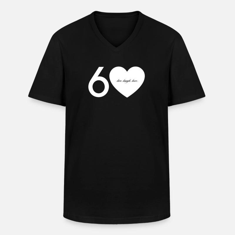 60 mit Herz - Männer-T-Shirt mit V-Ausschnitt - Schwarz
