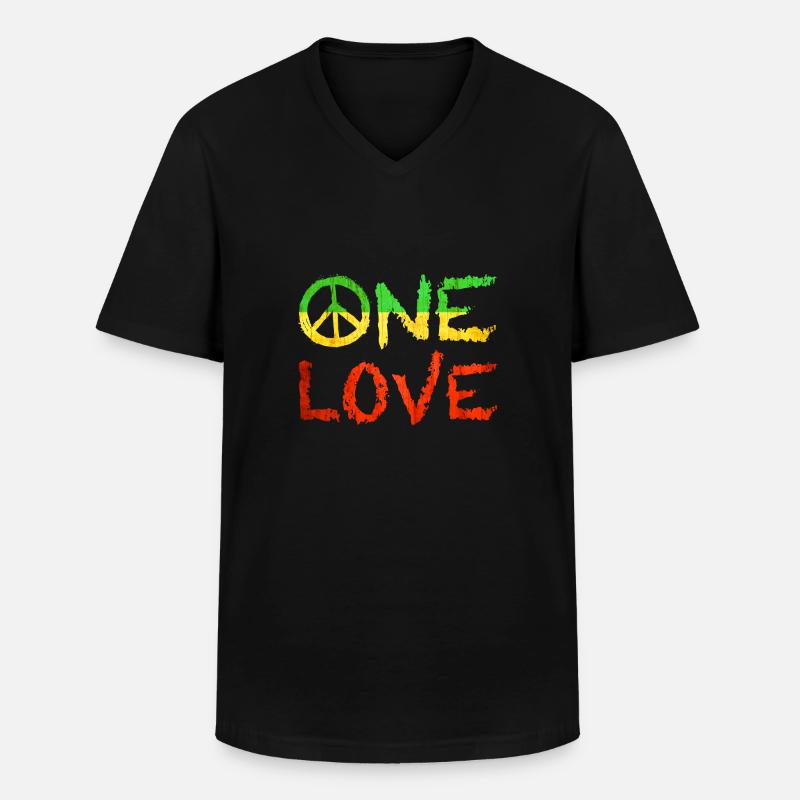 One Love - Männer-T-Shirt mit V-Ausschnitt - Schwarz