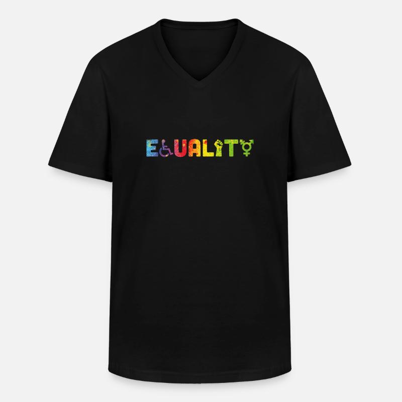 equality - Männer-T-Shirt mit V-Ausschnitt - Schwarz