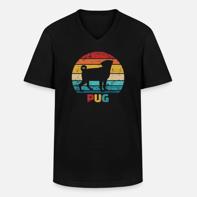 Mops - Männer-T-Shirt mit V-Ausschnitt - Schwarz