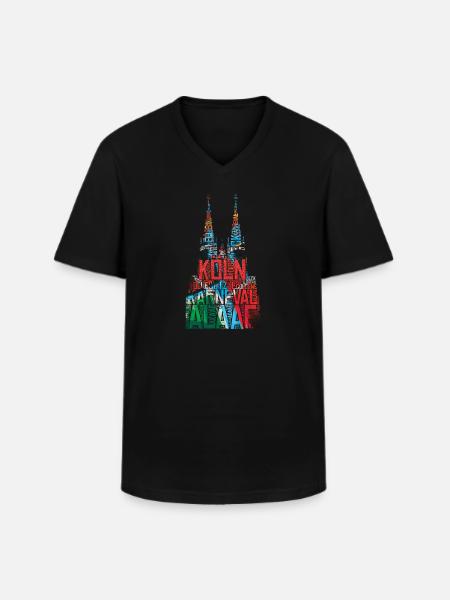 Kölner Dom Köln Karneval - Männer-T-Shirt mit V-Ausschnitt - Schwarz