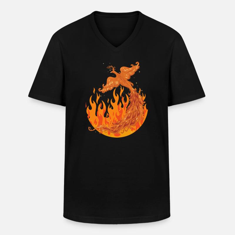 Phönix - Männer-T-Shirt mit V-Ausschnitt - Schwarz