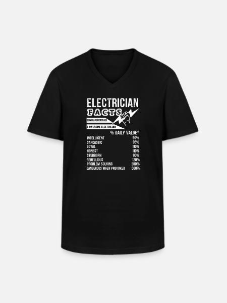 Elektriker Elektriker Fakta - Klassisk herre T-shirt med V-udskæring - sort