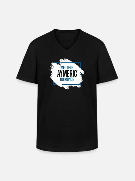 Aymeric - T-shirt col V Homme - noir