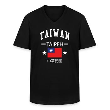 Taiwan - T-shirt col V Homme - noir - Devant - AI Model Male 178 dark (178cm)