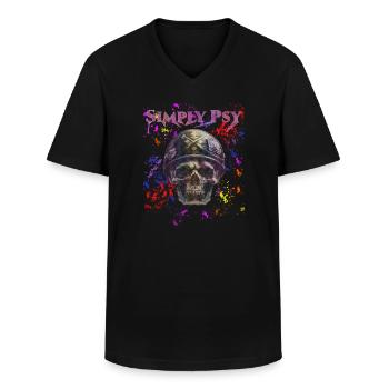Tout simplement psy - T-shirt col V Homme - noir - Devant - AI Model Male 178 dark (178cm)