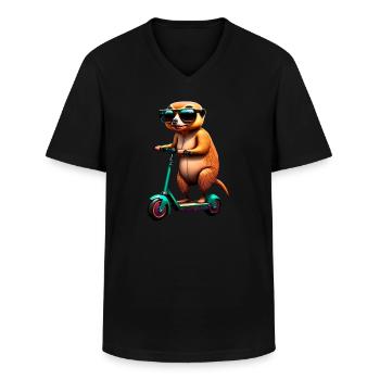 Escooting Meerkat Escooter Scooter électrique - T-shirt col V Homme - noir - Devant - AI Model Male 178 dark (178cm)