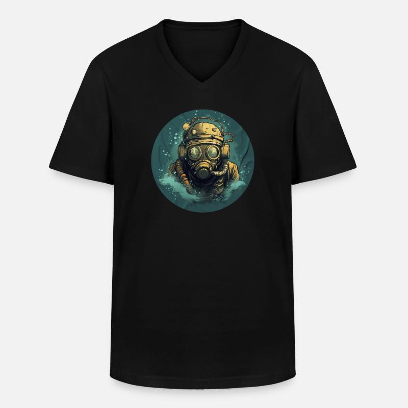 Taucher - Männer-T-Shirt mit V-Ausschnitt - Schwarz