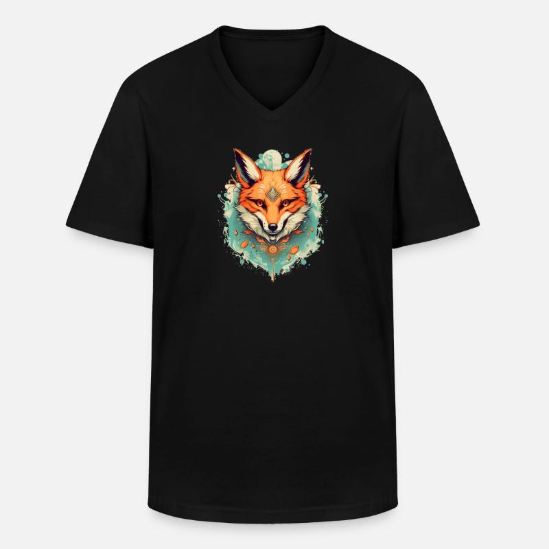 Fuchs - Männer-T-Shirt mit V-Ausschnitt - Schwarz