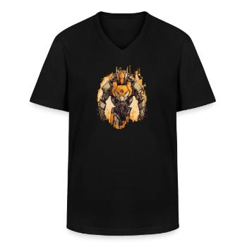 Mecha - T-shirt col V Homme - noir - Devant - AI Model Male 178 dark (178cm)