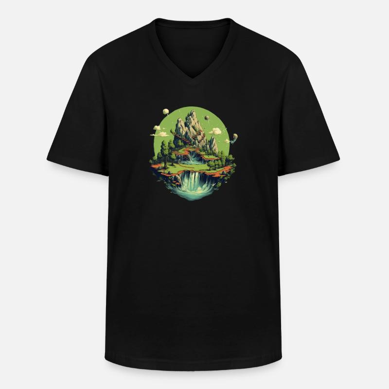 Landschaft - Männer-T-Shirt mit V-Ausschnitt - Schwarz