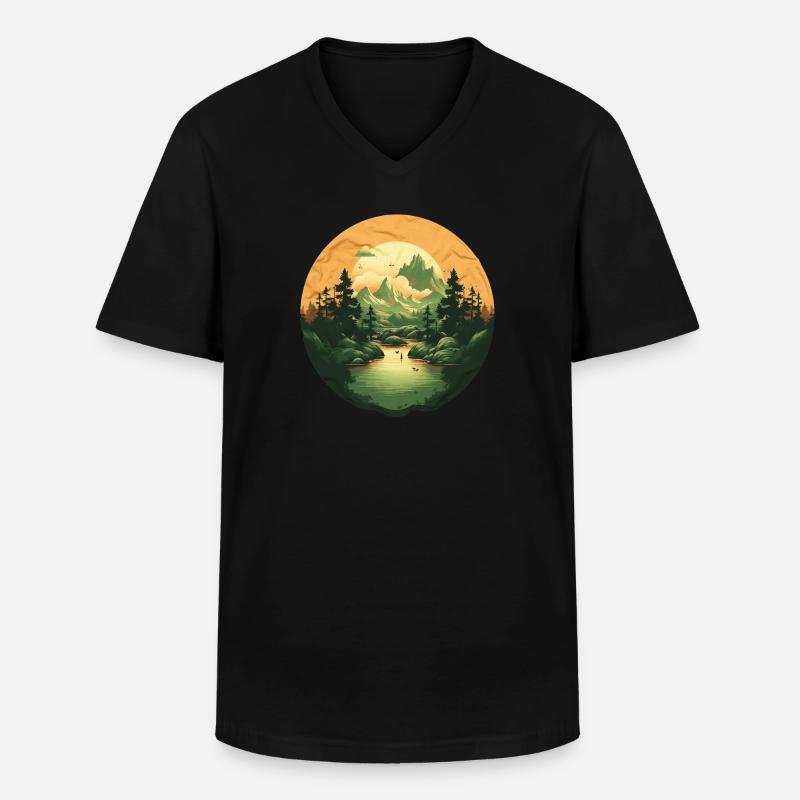 Landschaft - Männer-T-Shirt mit V-Ausschnitt - Schwarz