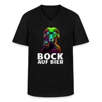 Bock auf Bier Spruch Ziege JGA Party - Männer-T-Shirt mit V-Ausschnitt - Schwarz - Vorne - AI Model Male 178 dark (178cm)