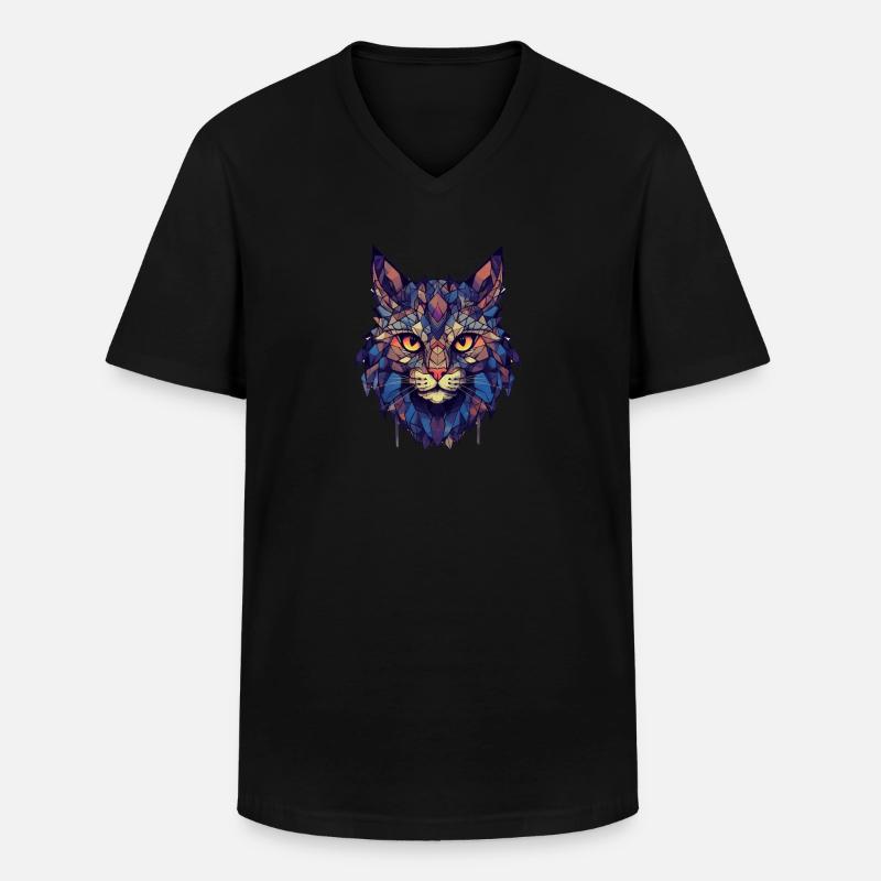 Katze - Männer-T-Shirt mit V-Ausschnitt - Schwarz