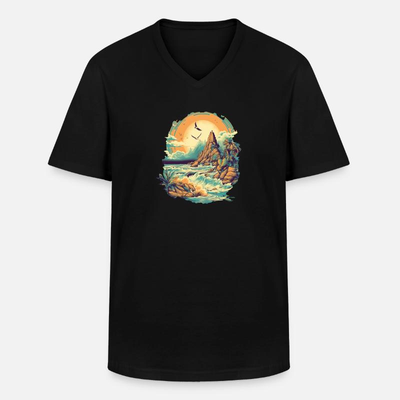 Strand - Männer-T-Shirt mit V-Ausschnitt - Schwarz