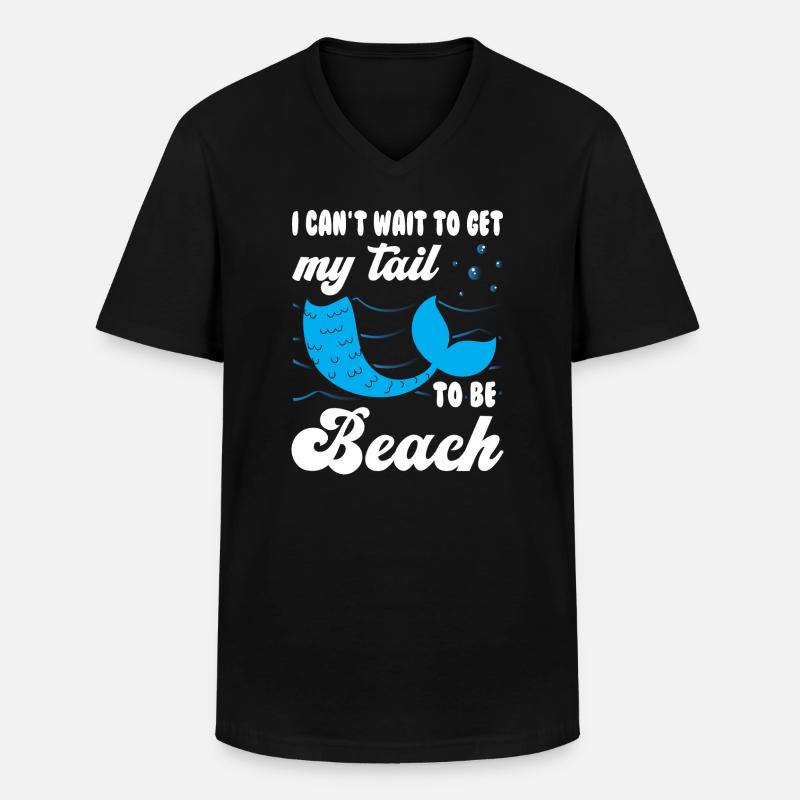 Mermaid Tail In The Beach - Männer-T-Shirt mit V-Ausschnitt - Schwarz