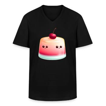 Pudding Wackelpudding Götterspeise Kawaii - Männer-T-Shirt mit V-Ausschnitt - Schwarz - Vorne - AI Model Male 178 dark (178cm)