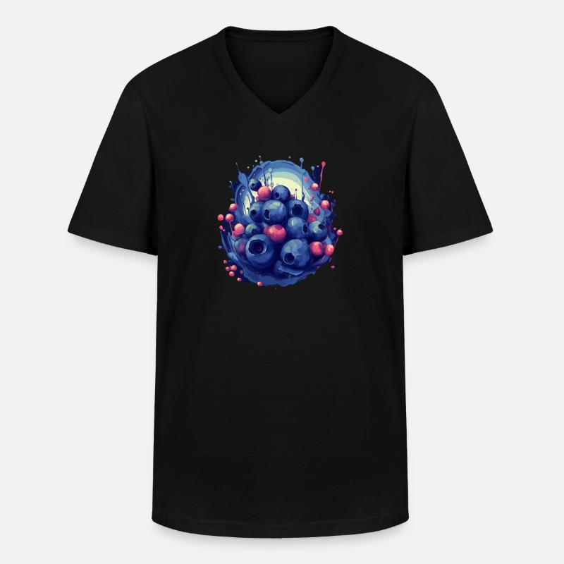 Blaubeere - Männer-T-Shirt mit V-Ausschnitt - Schwarz