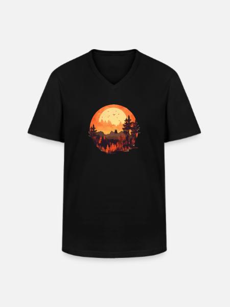 Herbstliche Landschaft - Männer-T-Shirt mit V-Ausschnitt - Schwarz