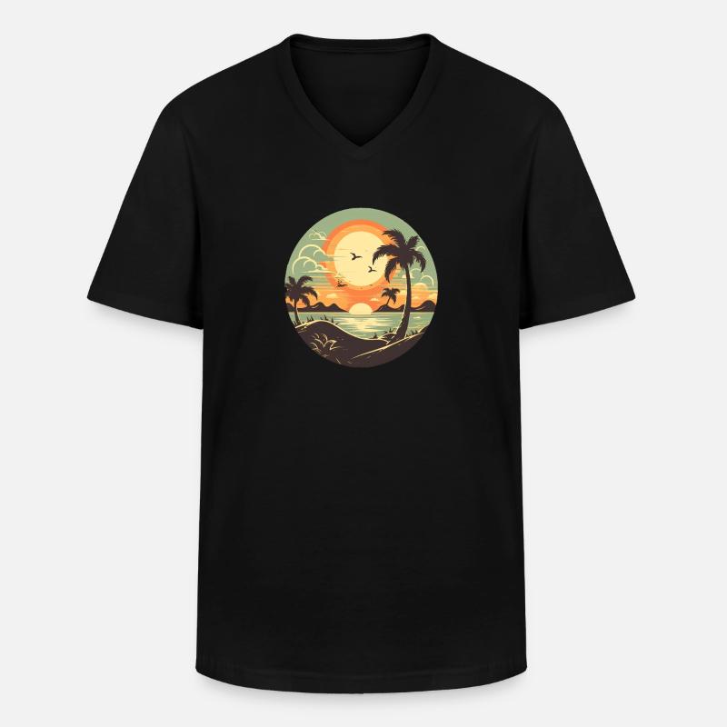 Strand - Männer-T-Shirt mit V-Ausschnitt - Schwarz