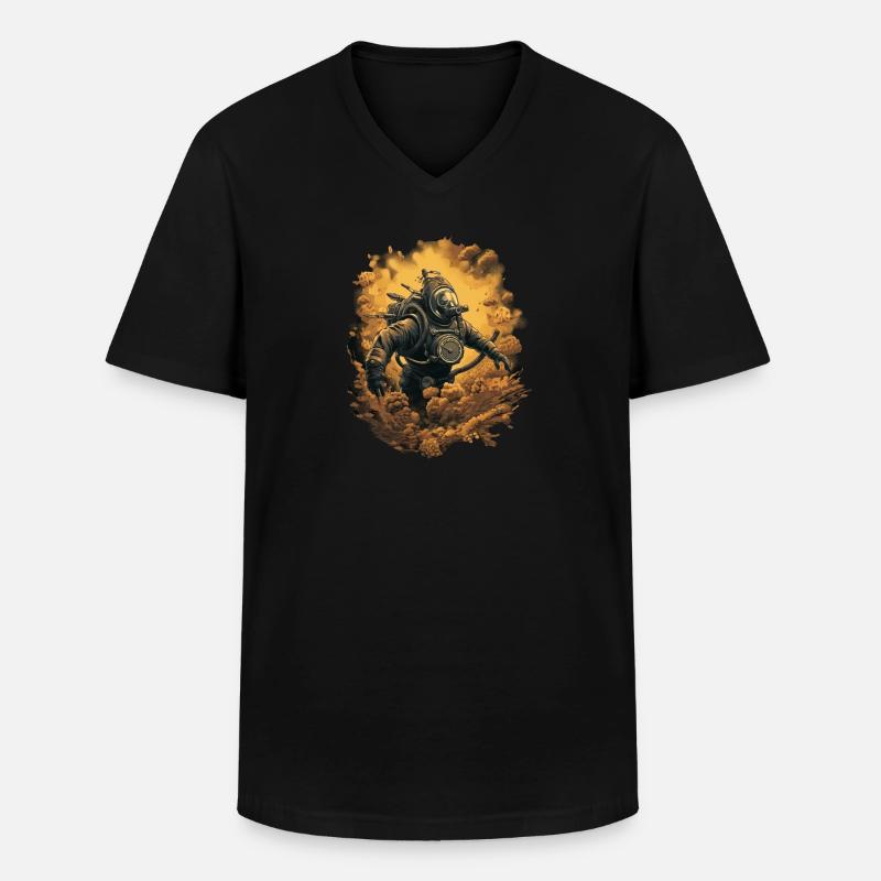 Taucher - Männer-T-Shirt mit V-Ausschnitt - Schwarz