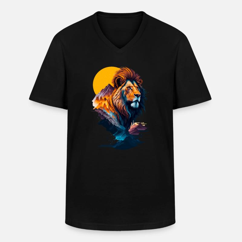 Abstrakte Illustration des Löwen - Männer-T-Shirt mit V-Ausschnitt - Schwarz