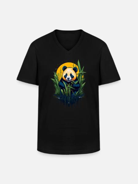 Cute panda bear - Men's V-Neck T-Shirt - black
