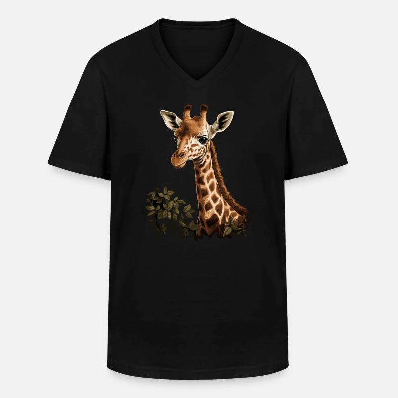 Giraffe Afrika - Männer-T-Shirt mit V-Ausschnitt - Schwarz