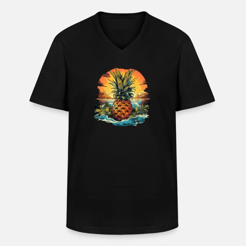 Ananas - Männer-T-Shirt mit V-Ausschnitt - Schwarz