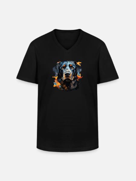 Chien - T-shirt col V Homme - noir