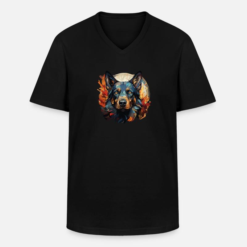 Hund - Männer-T-Shirt mit V-Ausschnitt - Schwarz