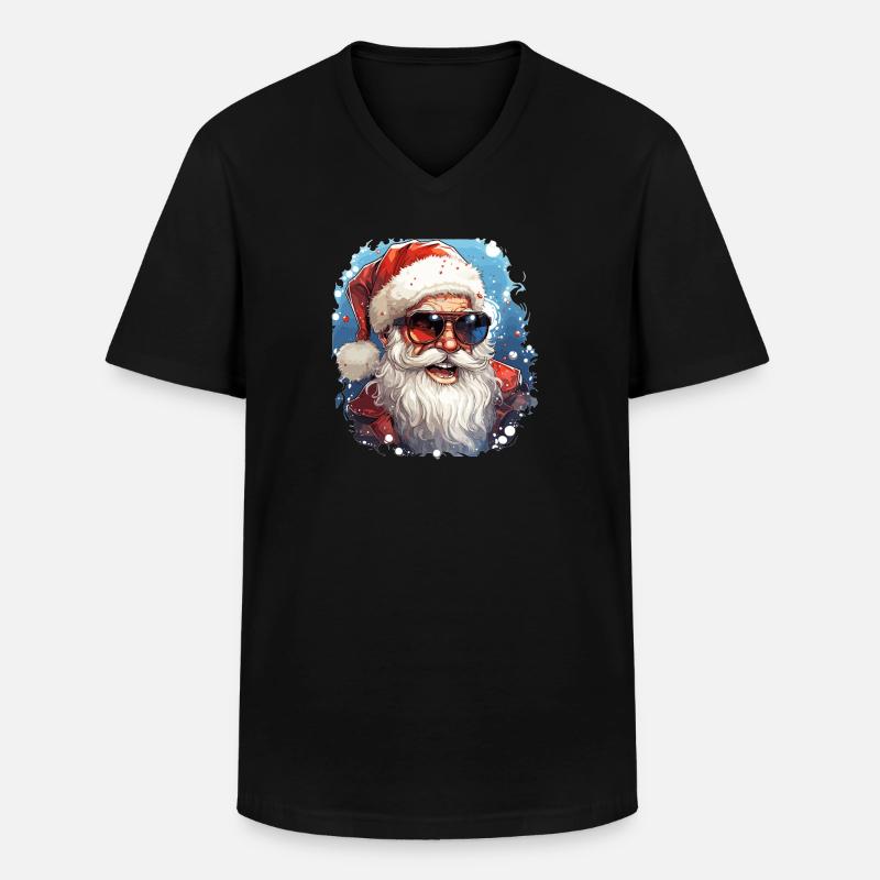 Weihnachtsmann - Illustration - Männer-T-Shirt mit V-Ausschnitt - Schwarz